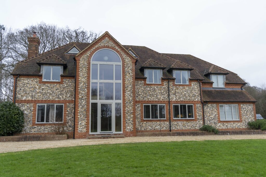 Bespoke Curtain Wall Glazing for Triple Height Entrance and Heritage 47 windows, Detached House & Annexe, Watlington, Oxfordshire