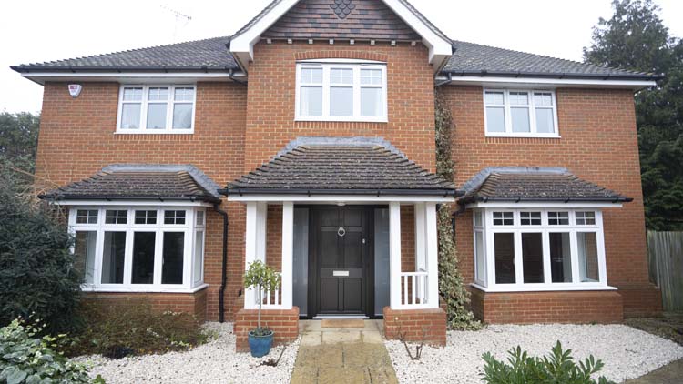 Black Front Door with Sidelights,