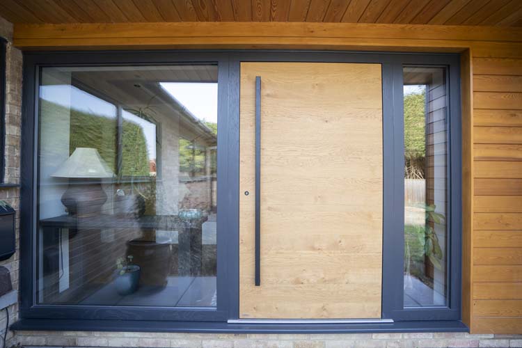 Natural Oak Front Door with Sidelights