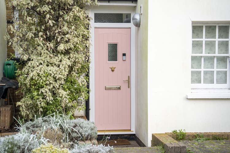 Traditional pink front composite door helps to revives a beautiful semi-detached Victorian cottage in Epsom, Surrey